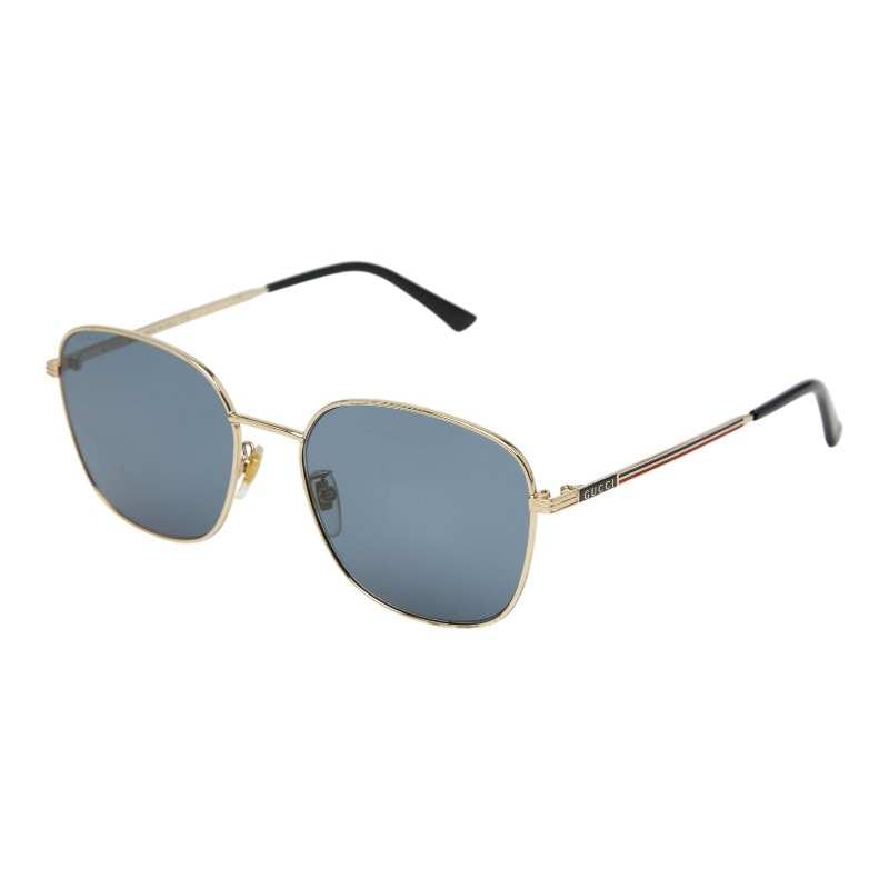 グッチ ウェリントン UVカット サングラス GG0837SK ブラック ゴールド ブルー プラスチック メッキ レディース GUCCI 【中古】