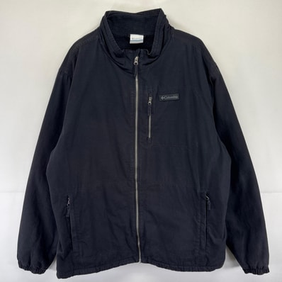 古着 コロンビア Columbia ジャケット 大きいサイズ アウトドア フルジップ 裏地ボア ワンポイントロゴ 2XL ブラック系 メンズ