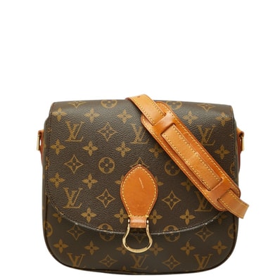 ルイ ヴィトン モノグラム サンクルーGM 斜め掛け ショルダーバッグ M51242 ブラウン PVC レザー レディース LOUIS VUITTON 中古