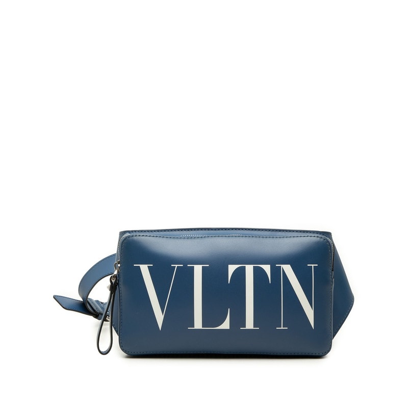 ヴァレンティノ ロゴ ボディバッグ ウエストバッグ ブルー レザー レディース VALENTINO 【中古】