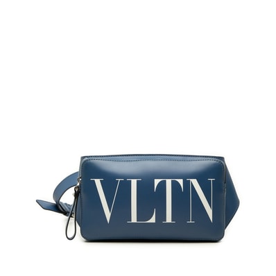 ヴァレンティノ ロゴ ボディバッグ ウエストバッグ ブルー レザー レディース VALENTINO 【中古】