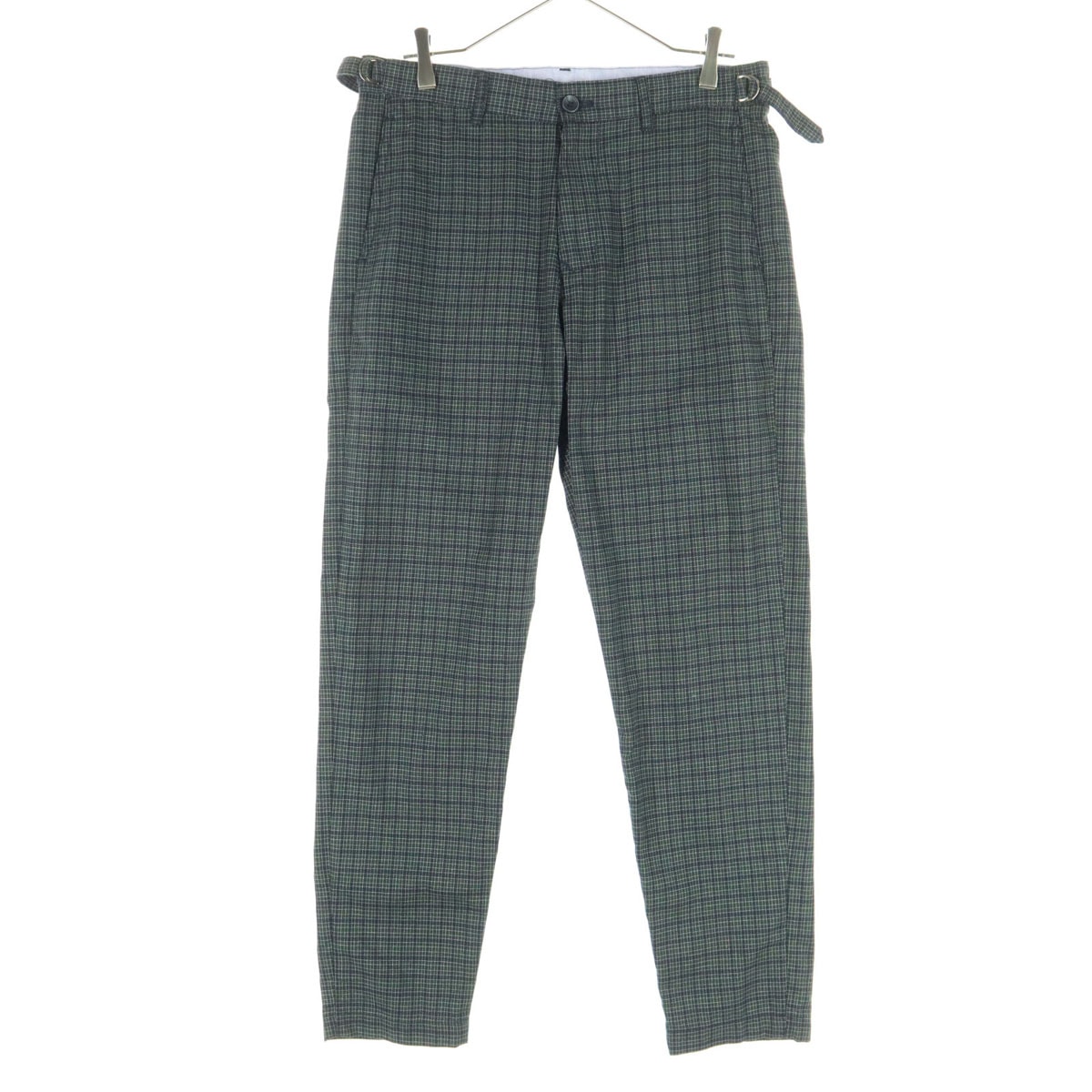 美品 ZARA ザラ 格子柄 テーパードパンツ 40 グリーン系