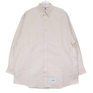 WTAPS ダブルタップス 21AW BD 01/LS/COTTON.OXFORD 212TQDT-SHM01 ボタンダウン ロングスリーブ コットン オックスフォード シャツ ベージュ 長袖 サイズ01(S)