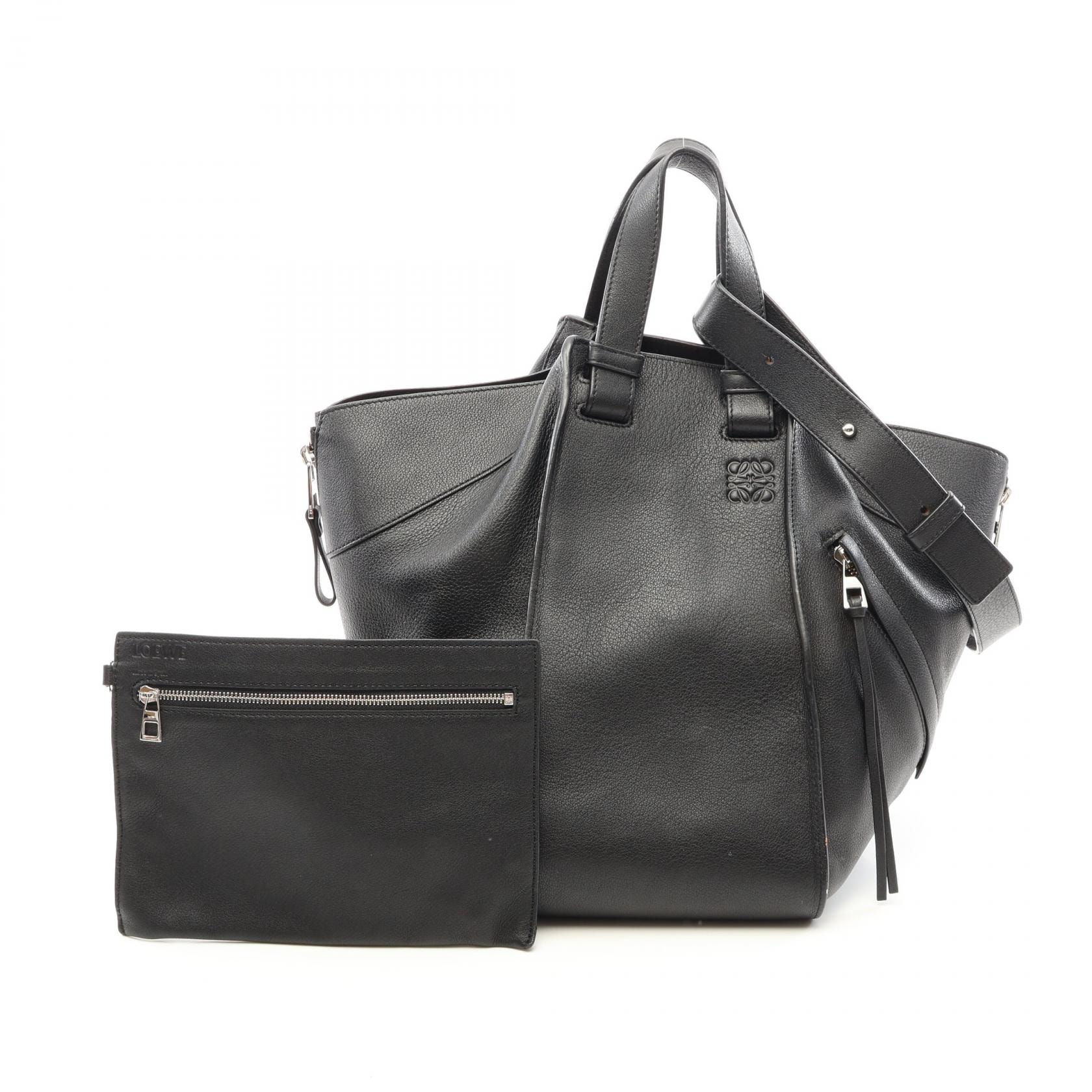 ロエベ LOEWE HAMMOCK MEDIUM ハンモック ミディアム 2WAY ハンドバッグ バッグ レザー レディース ブラック系 【中古】