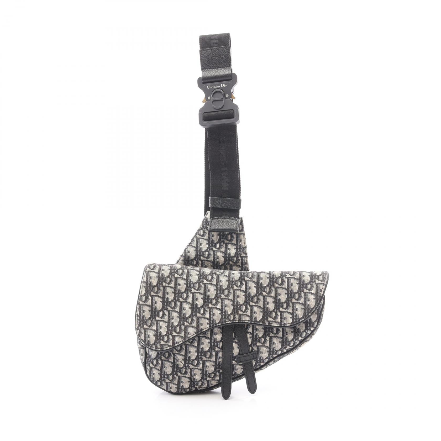 ディオール Dior SADDLE サドル オブリーク ジャガード ウエストバッグ ボディバッグ バッグ キャンバス メンズ ネイビー系 / アイボリー系 / ブラック系 【中古】