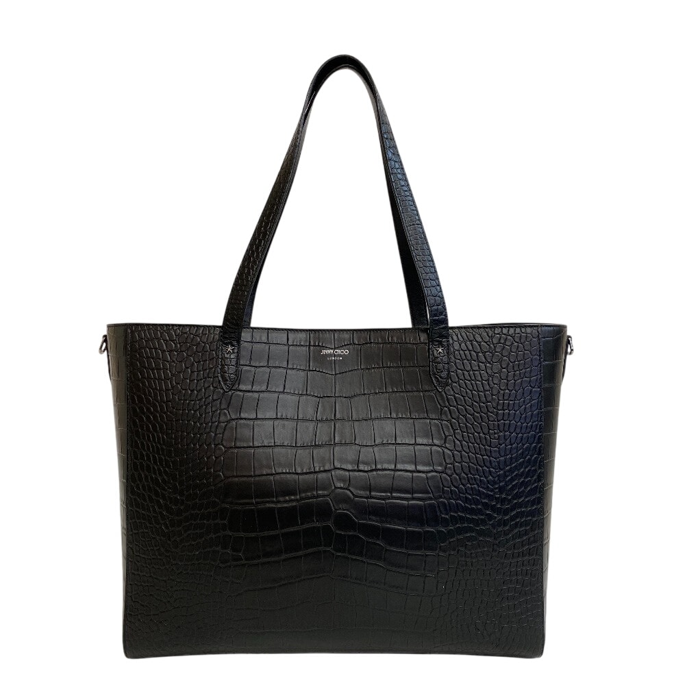 ジミーチュウ JIMMY CHOO トートバッグ クロコ型押し スタッズ ペガシ ブラック