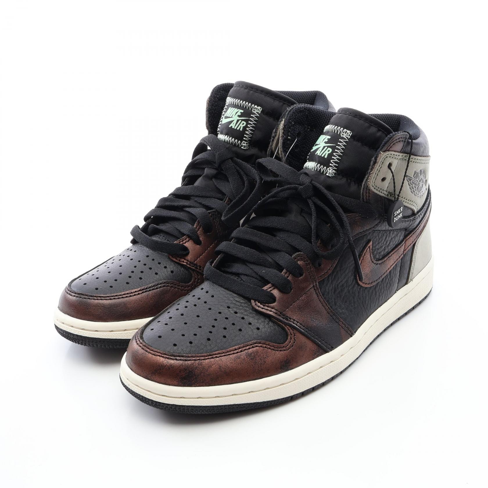 ナイキ NIKE AIR JORDAN 1 RETRO HIGH OG RUST SHADOW スニーカー 靴 レザー メンズ ブラック系 / ブラウン系 / グリーン系 555088-033 【中古】