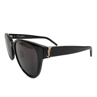 SAINT LAURENT サンローラン ユニセックス ウェリントン サングラス SL M36/K 001 プラスチック ブラック ゴールド レディース【中古】