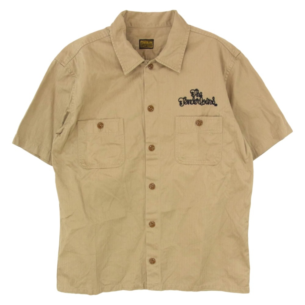 TENDERLOIN テンダーロイン T-WORK SHT HERRINGBONE S/S  ヘリンボーン 半袖 ワーク シャツ ブラウン系 S【中古】