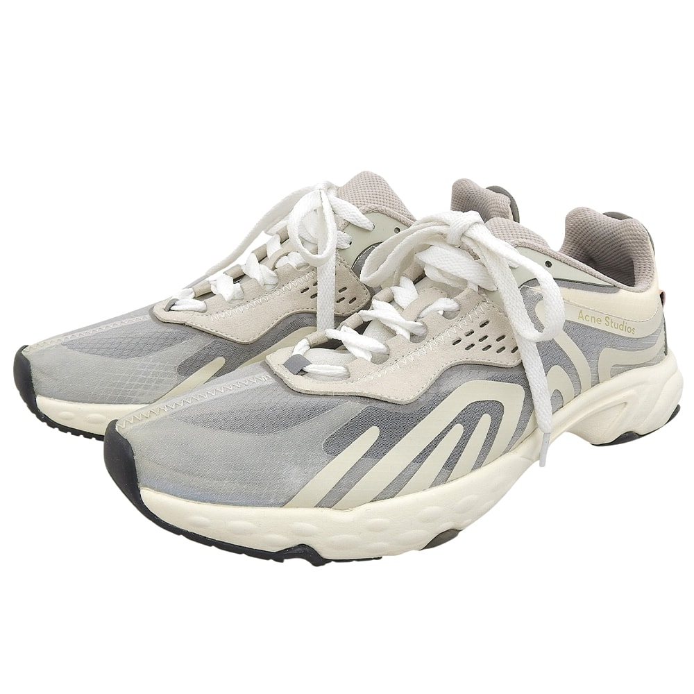 アクネ ストゥディオズ メッシュ レースアップ ローカット スニーカー シューズ メンズ グレー オフホワイト 40 40