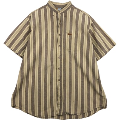 古着 カーハート Carhartt ストライプ柄 マルチストライプ スタンドカラー 半袖 ワークシャツ メンズXL相当/eaa641210