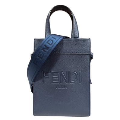 フェンディ ゴートゥーショッパースモール ショルダーバッグ レザー 7VA584 ネイビー メンズ FENDI 中古