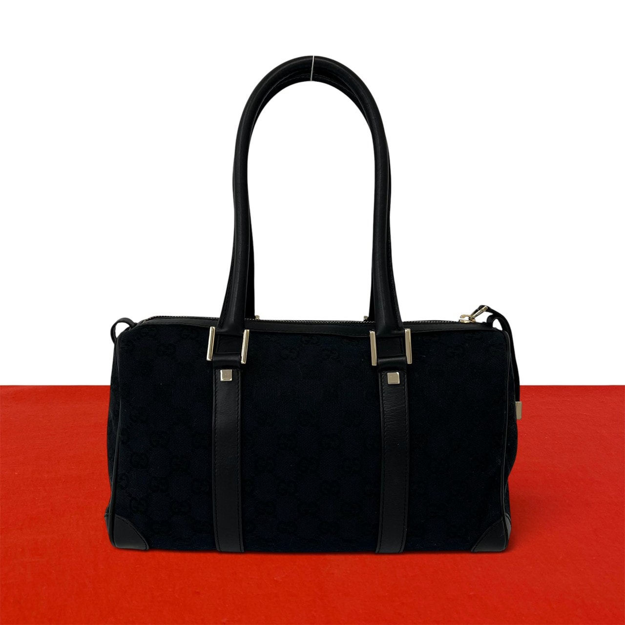 GUCCI グッチ GG 柄 ロゴ キャンバス レザー トートバッグ ブラック
 57143