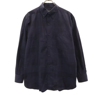 LANVIN LA COLLECTION ランバンコレクション 日本製 長袖 ボタンダウンシャツ L ネイビー