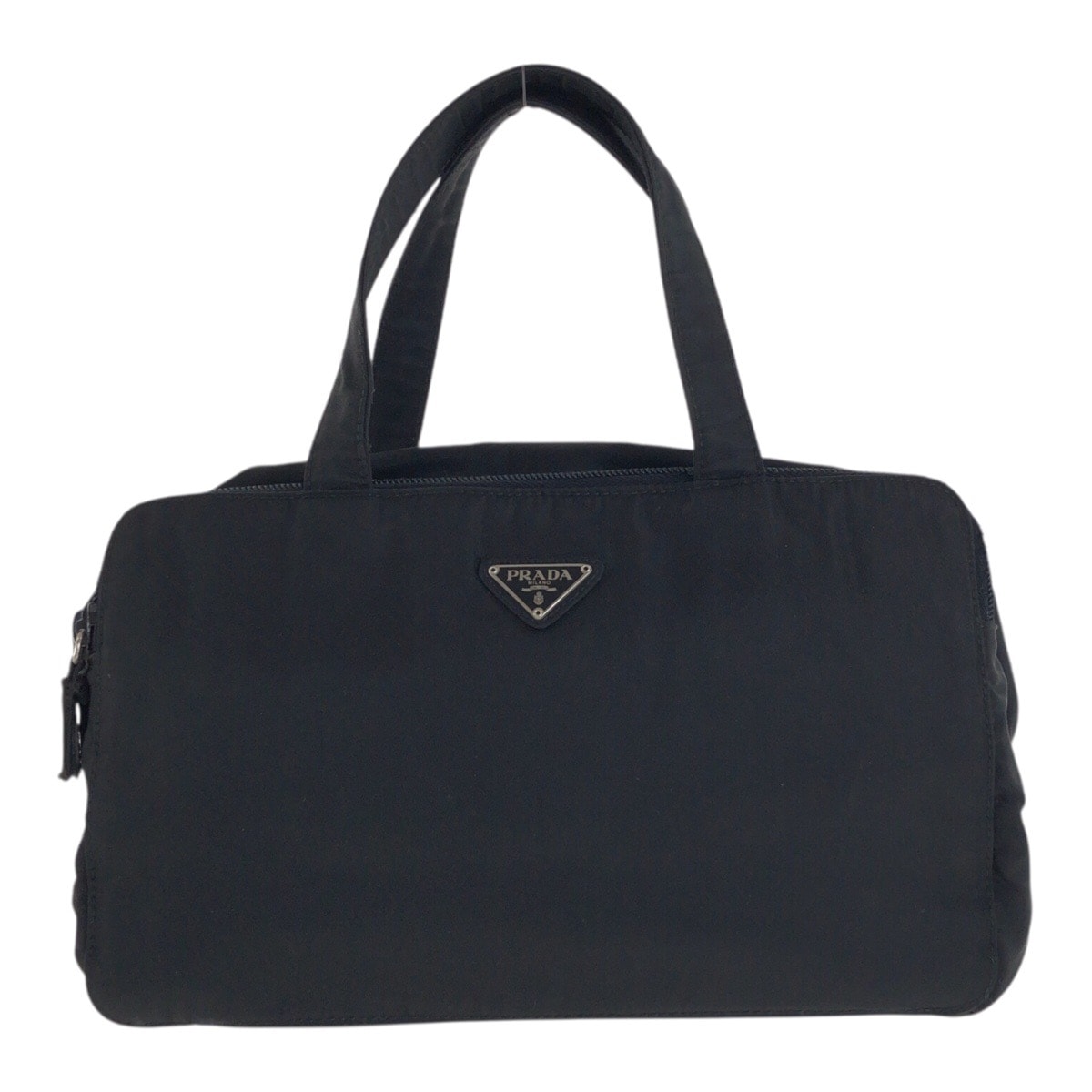 PRADA プラダ テスート 三角ロゴプレート ブラック 黒 シルバー金具 ナイロン ハンドバッグ 502029 【中古】
