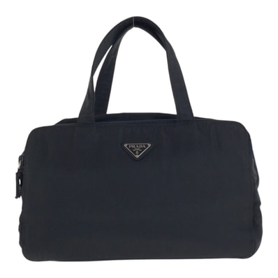 PRADA プラダ テスート 三角ロゴプレート ブラック 黒 シルバー金具 ナイロン ハンドバッグ 502029 【中古】