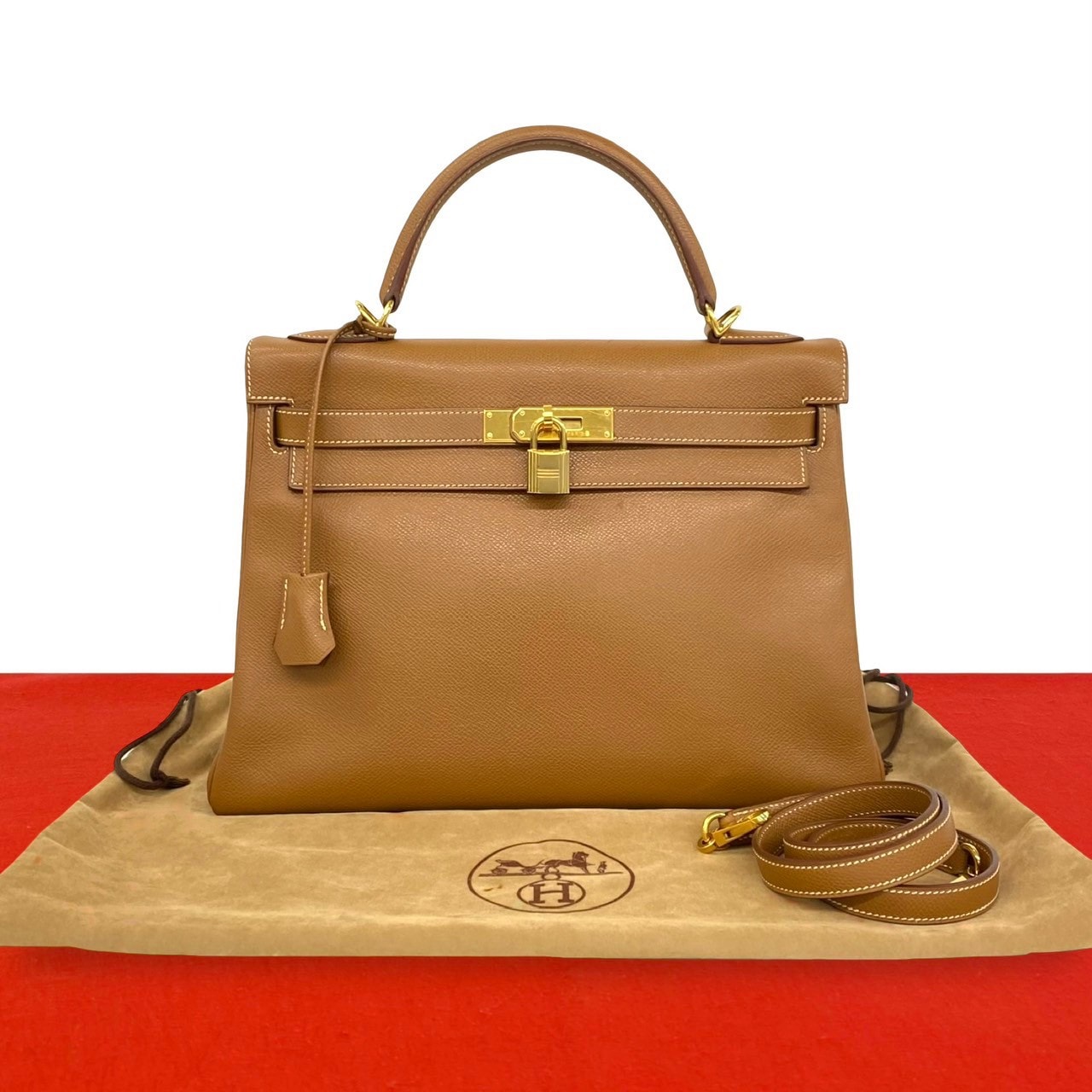 HERMES エルメス ケリー 32 クシュベル ショルダーバッグ ゴールド ブラウン
74821