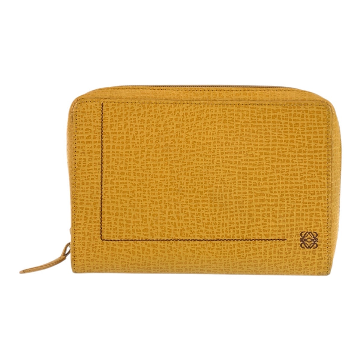 美品 LOEWE ロエベ アナグラム イエロー レザー ポーチ 化粧ポーチ 601933 【中古】
