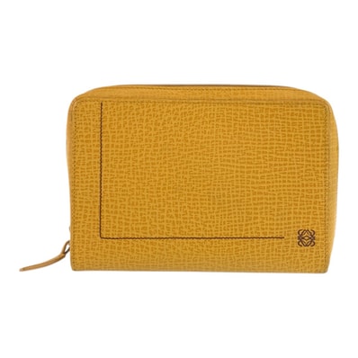 美品 LOEWE ロエベ アナグラム イエロー レザー ポーチ 化粧ポーチ 601933 【中古】