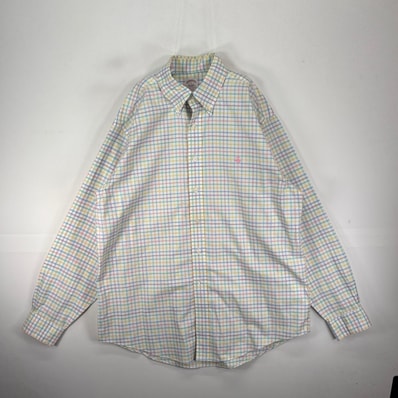 古着 ブルックスブラザーズ Brooks Brothers 長袖シャツ ボタンダウン ワンポイント L ホワイト系 チェック メンズ