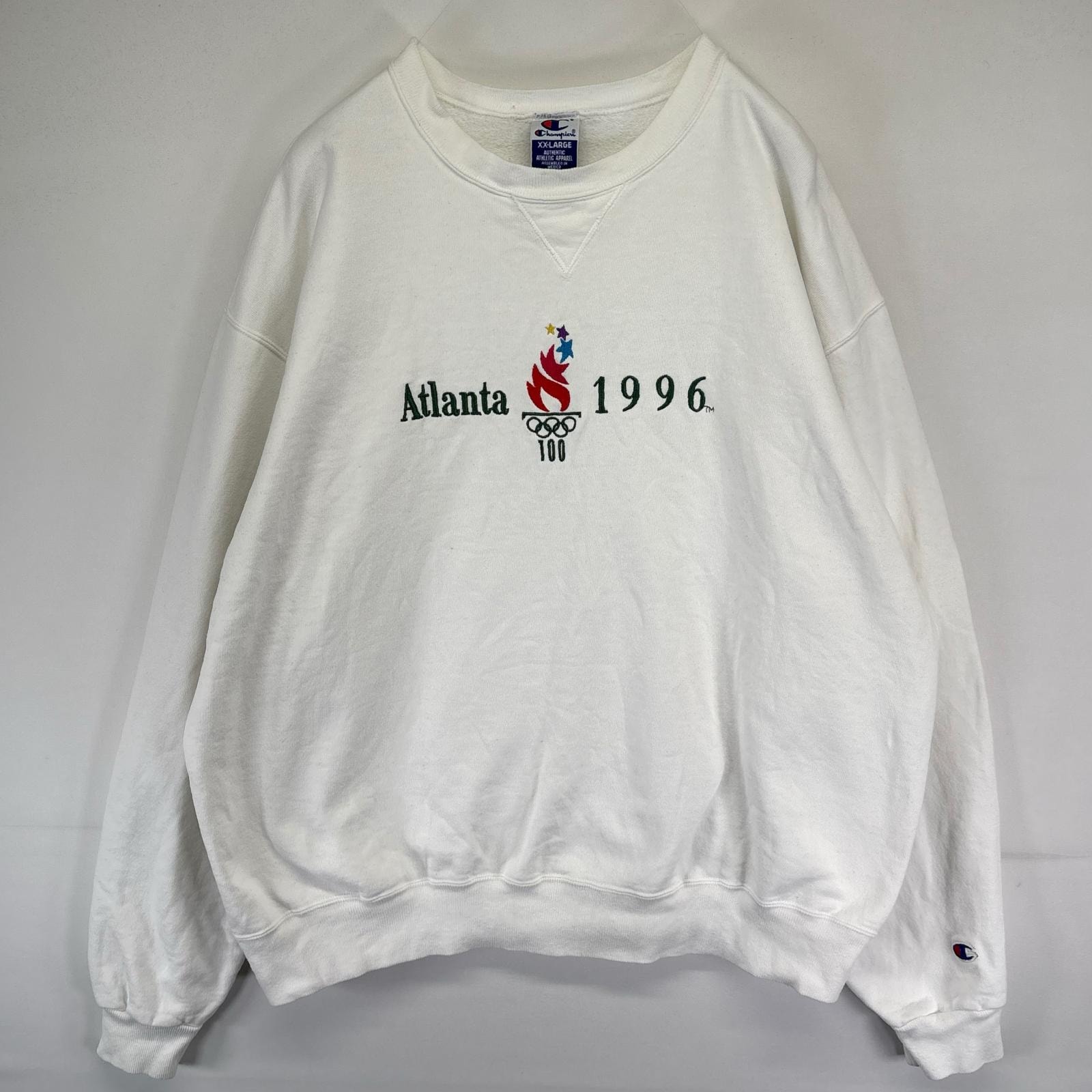 古着 90's/90年代 チャンピオン Champion スウェット トレーナー クルーネック アトランタオリンピック 大きいサイズ 2XL ホワイト メンズ
