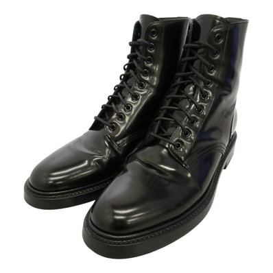 CELINE セリーヌ 791546 レースアップ コンバット レザー ブーツ ブラック系 41【中古】