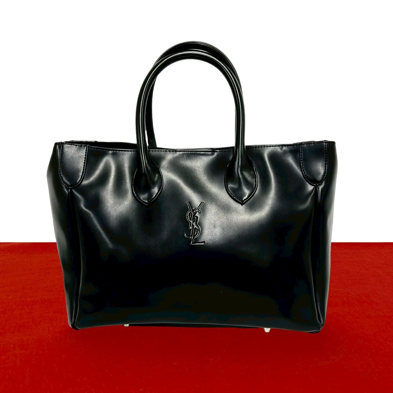 YVES SAINT LAURENT イヴ・サンローラン YSL ロゴ レザー ハンドバッグ ブラック
49285