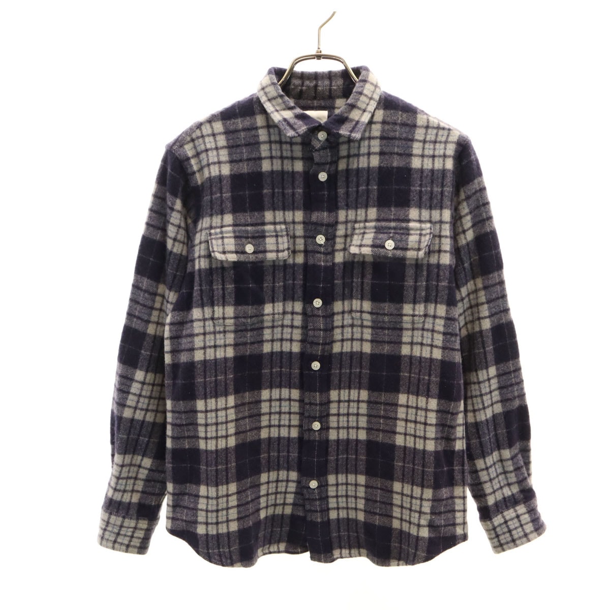 THE NORTH FACE ノースフェイス チェック柄 長袖 THIELSEN WOOL ネルシャツ M ネイビー NR61606 アウトドア