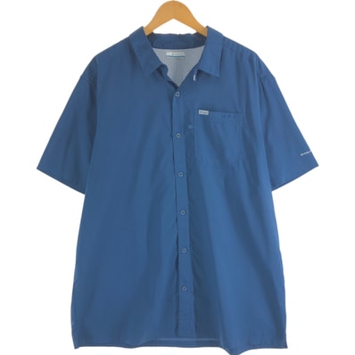 古着 コロンビア Columbia PFG OMNI-SHADE オムニシェイド リップストップ オープンカラー 半袖 フィッシングシャツ ボックスシャツ メンズXL相当/eaa560432