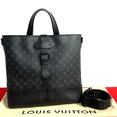 LOUIS VUITTON ルイヴィトン ソミュール トート モノグラム エクリプス レザー ショルダーバッグ ブラック
202-9