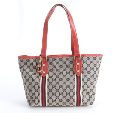 ■美品 グッチ GGキャンバスチャーム付 137396 トート バッグ