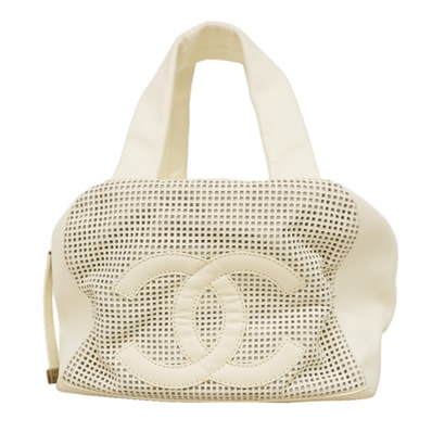 【6dc3908】シャネル ハンドバッグ キャビアスキン ホワイト シルバー金具【中古】レディース