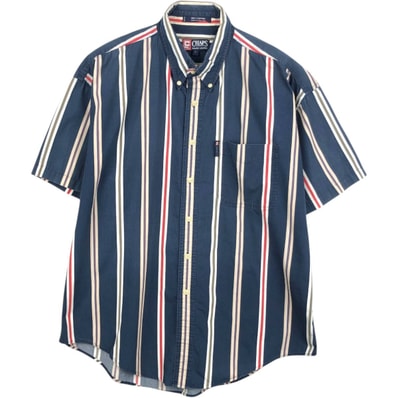 古着 ラルフローレン Ralph Lauren CHAPS チャップス マルチストライプ 半袖 ボタンダウン ストライプシャツ メンズL相当/eaa668583