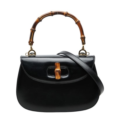 グッチ バンブー ハンドバッグ ショルダーバッグ 2WAY 000 46 ブラック レザー レディース GUCCI 【中古】