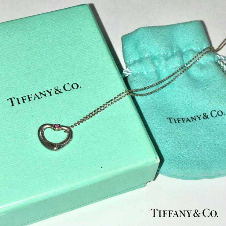 TIFFANY&Co. ティファニー オープンハート ピンクサファイア ネックレス アクセサリー シルバー Silver 925 ★箱・袋付★ ★美品★