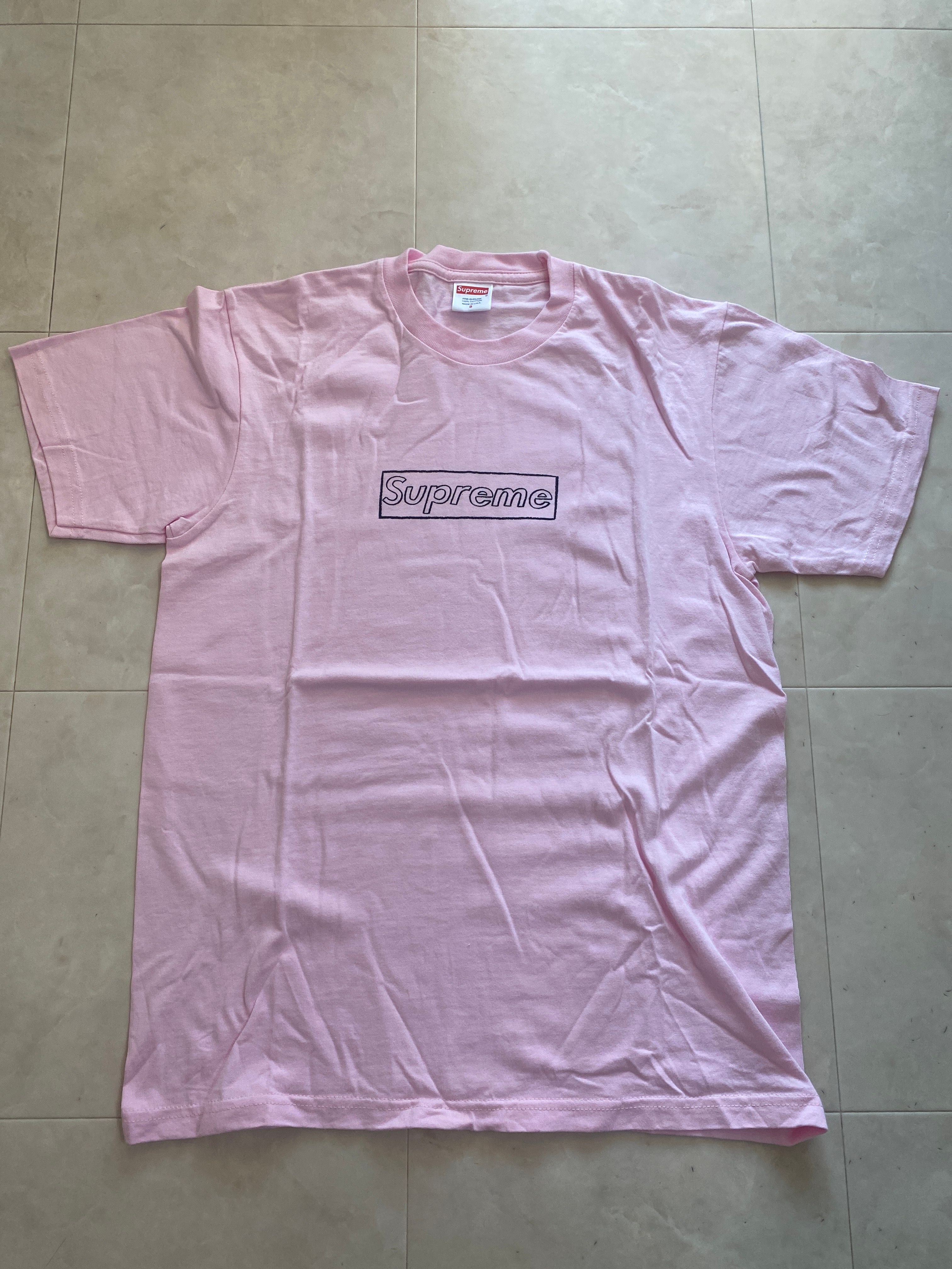 Supreme KAWS Chalk Logo Tee "Pink"