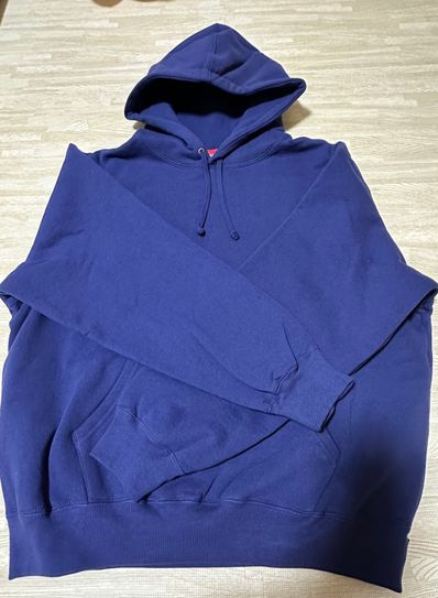 Supreme Satin Applique Hooded Sweatshirt "Washed Navy"