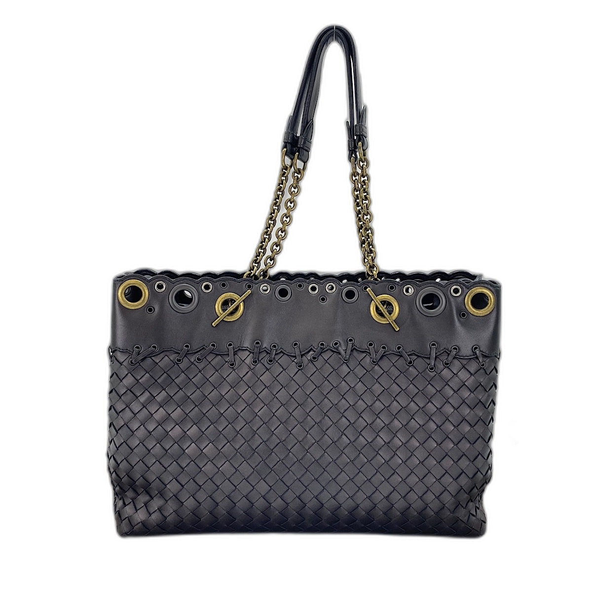 ボッテガヴェネタ BOTTEGAVENETA イントレチャート ショルダーバッグ レザー【中古】