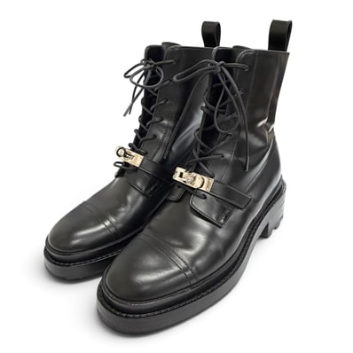 美品 エルメス ショートブーツ ファンク ケリーバックル 35 222070Z