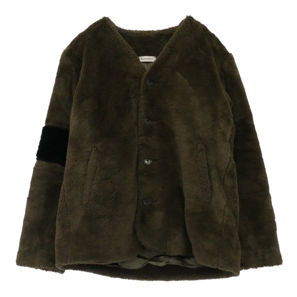BlackEyePatch ブラックアイパッチ ジャケット バックロゴ ノーカラー ボア フリース ジャケット モスグリーン系 S【中古】