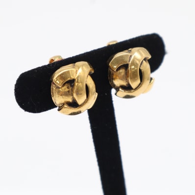 美品 CHANEL シャネル ココマーク ラウンド イヤリング GP 209 イヤリング ゴールド GP レディース