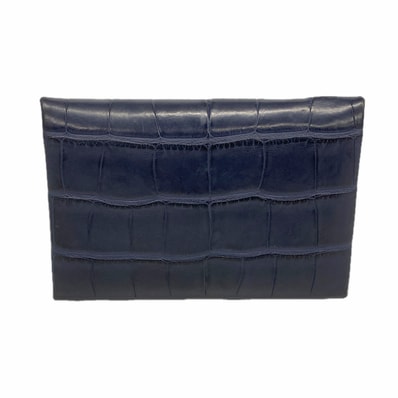 【6hc2454】エルメス カードケース カルヴィ アリゲーターマット ブルーニュイ シルバー金具 Z刻印【中古】メンズ レディース ユニセックス