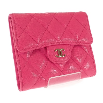 シャネル CHANEL クラシックフラップウォレット AP0231 二つ折り財布 キャビアスキン フューシャピンク レディース【中古】【Aランク】