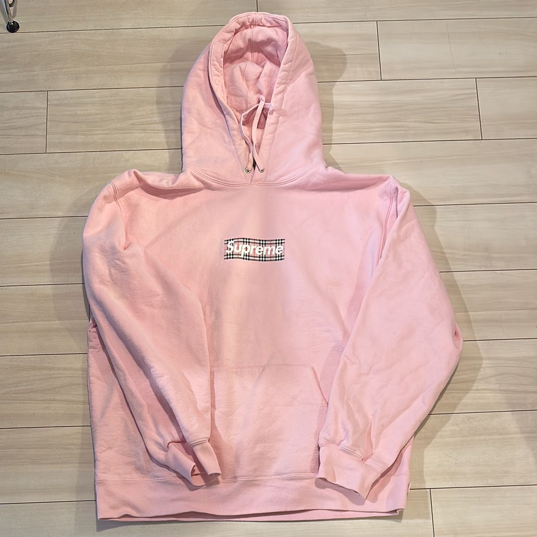 Supreme / Burberry Box Logo Hooded Sweatshirt "Pink"