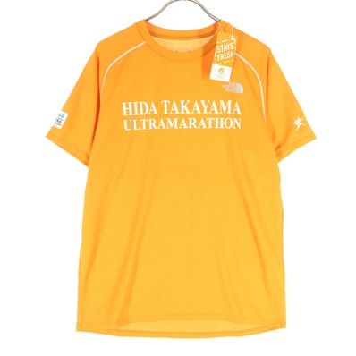 未使用 THE NORTH FACE ノースフェイス マラソン ロゴプリント 半袖 Tシャツ M オレンジ NT-28