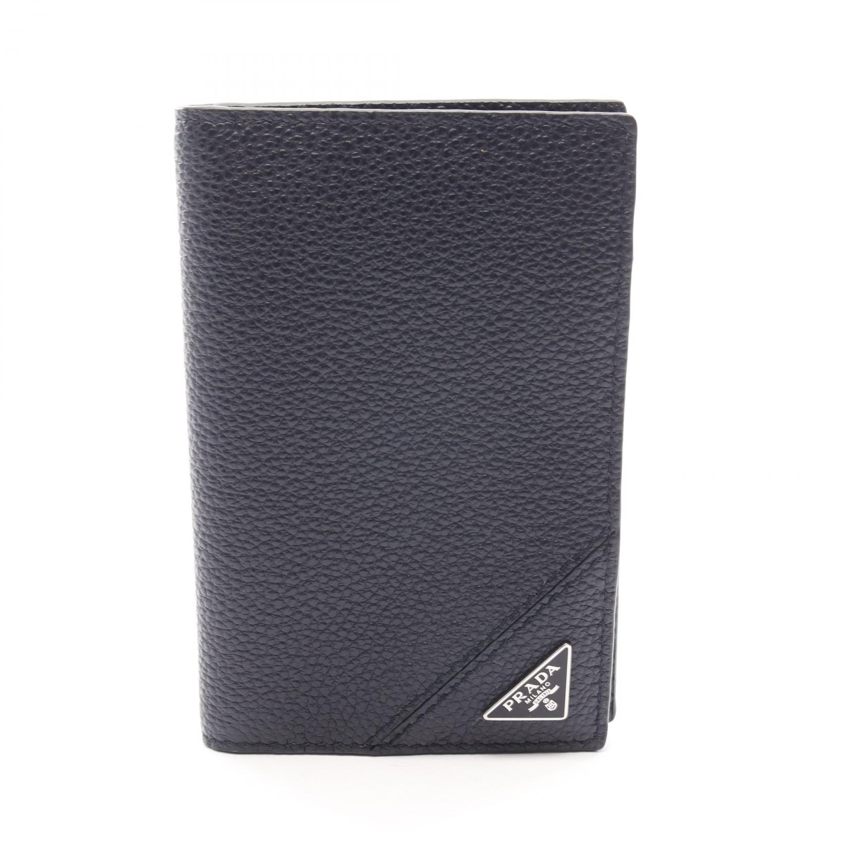 プラダ PRADA カードケース アクセサリー レザー メンズ ネイビー系 【中古】