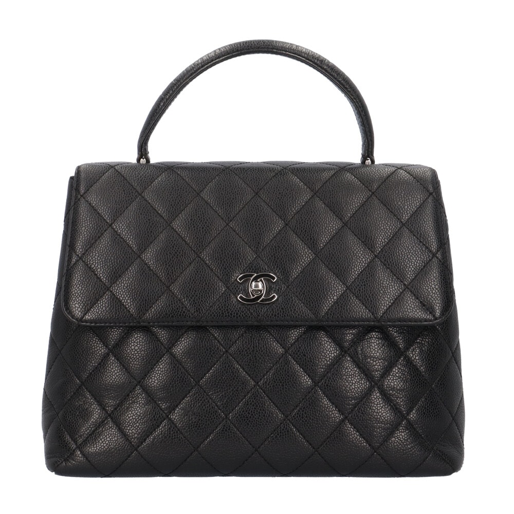 シャネル トップハンドル マトラッセ ハンドバッグ キャビアスキン A12397 ブラック レディース CHANEL  中古