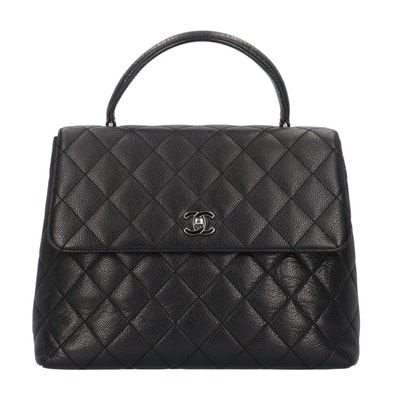 シャネル トップハンドル マトラッセ ハンドバッグ キャビアスキン A12397 ブラック レディース CHANEL 中古