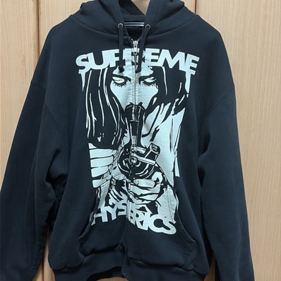 Supreme x HYSTERIC GLAMOUR Thermal Lined Zip Up Hooded Sweatshirt "Black"