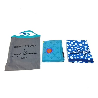 ルイヴィトン LOUIS VUITTON LV × YK セット オブ スリー バンダナ M78365 モノグラム 2点セット バンダナ コットン ブルー 未使用